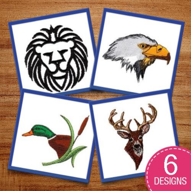 Picture of Animal Heads Embroidery Design Pack