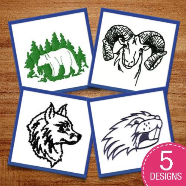 Picture of Awesome Animal Outlines Embroidery Design Pack