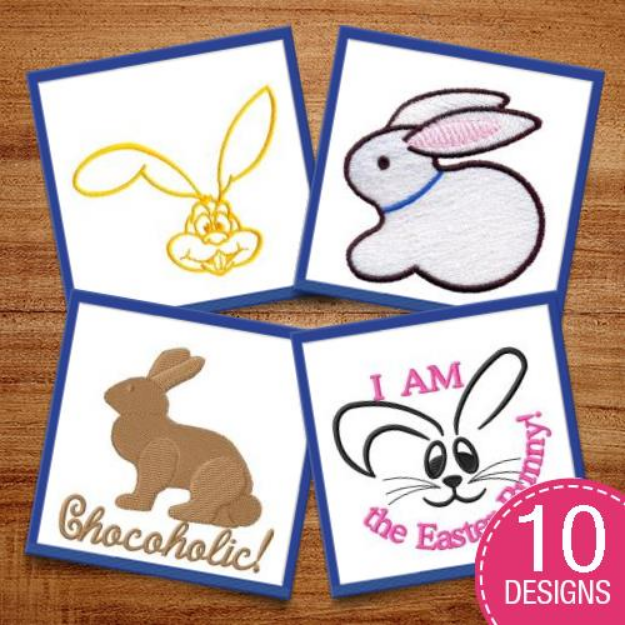 Picture of Easter Rabbits & Sayings Embroidery Design Pack
