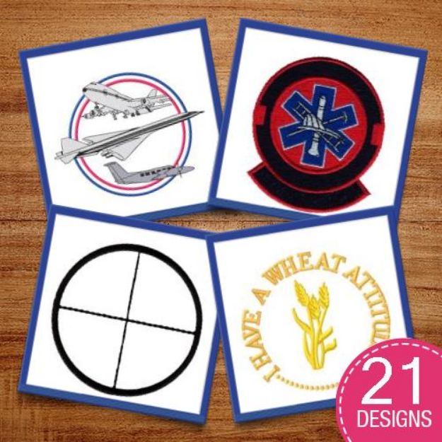Picture of Circle Shapes & Logos Embroidery Design Pack