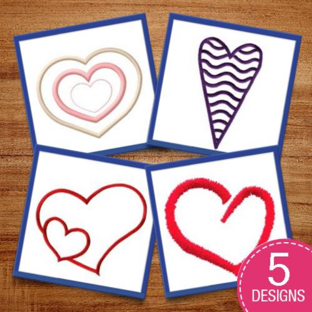 Picture of Valentine Heart Outlines Embroidery Design Pack