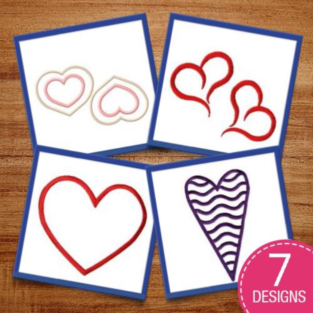 Picture of Valentine Outlines Embroidery Design Pack