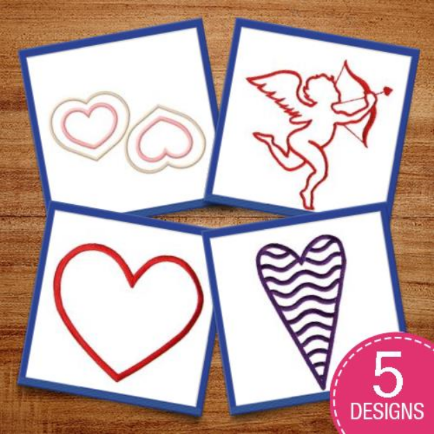 Picture of Cupid & Valentine Hearts Embroidery Design Pack