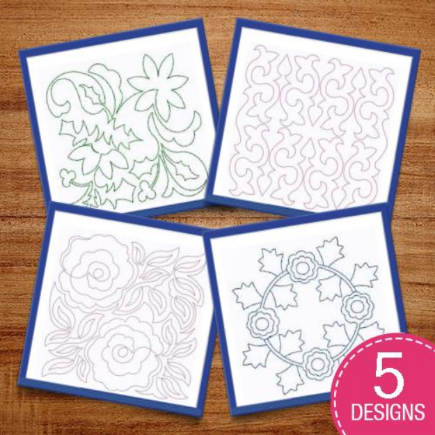 Picture of Beautiful Bluework Flowers Embroidery Design Pack