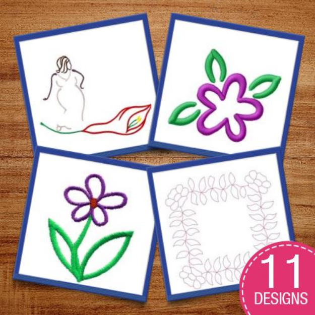 Picture of Flowers & Outlines Embroidery Design Pack