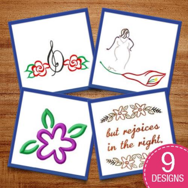 Picture of Decorative Floral Outlines Embroidery Design Pack