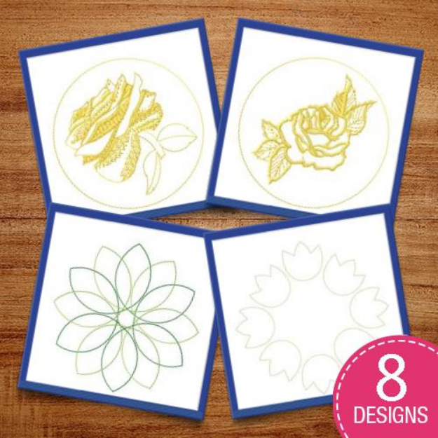 Picture of Floral Outline Circles Embroidery Design Pack
