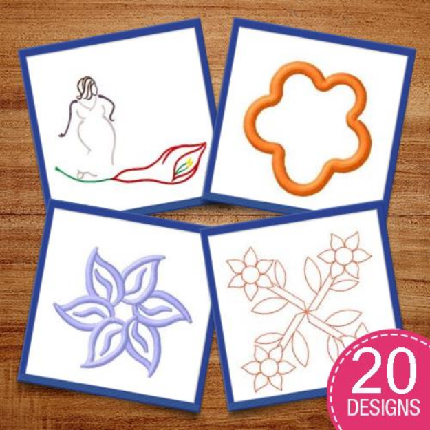 Picture of Stunning Floral Outlines Embroidery Design Pack