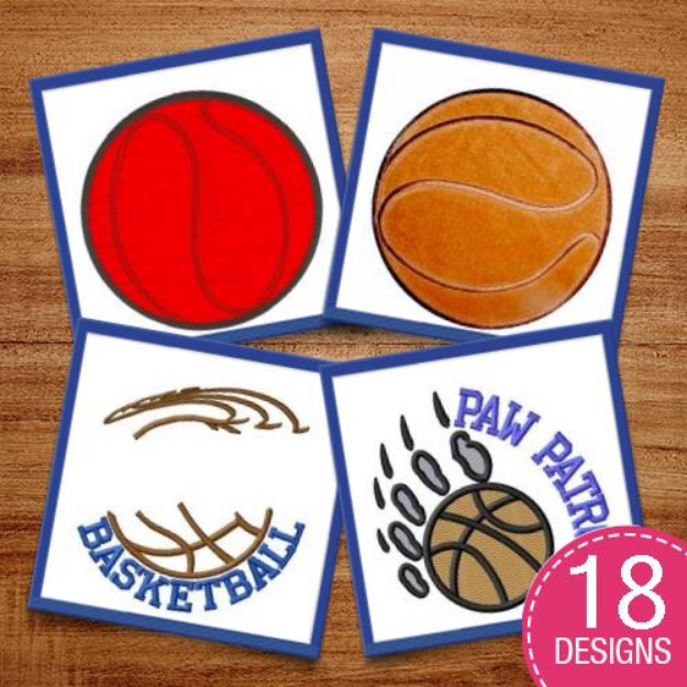 Picture of Swish! Basketball Decor Embroidery Design Pack