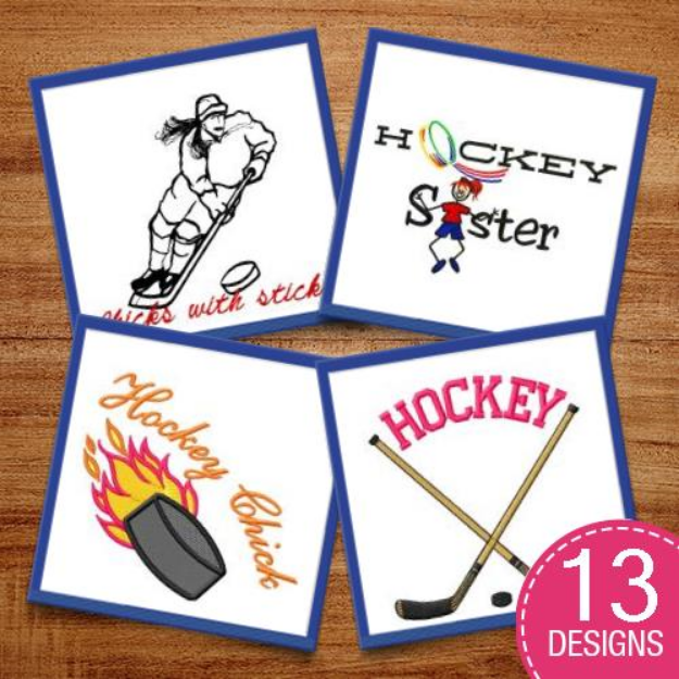Picture of Ice Hockey Love Embroidery Design Pack