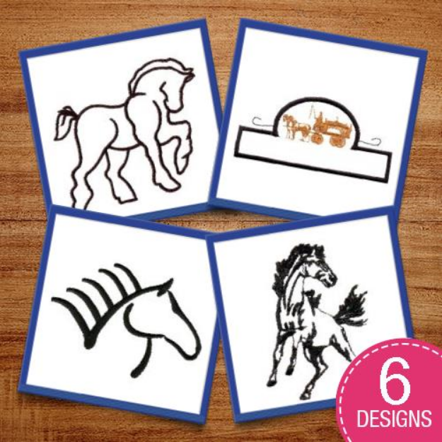 Picture of Horse Outlines Embroidery Design Pack