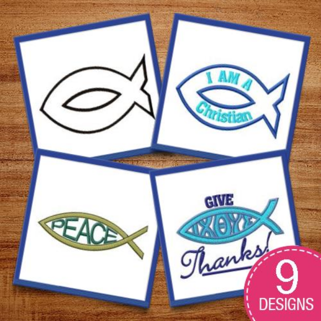 Picture of Christianity Fish Embroidery Design Pack
