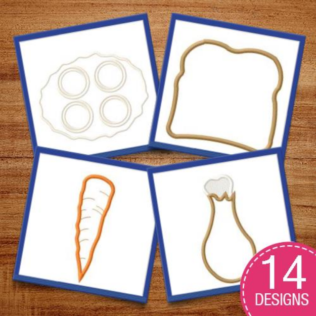 Picture of Food Outlines Embroidery Design Pack