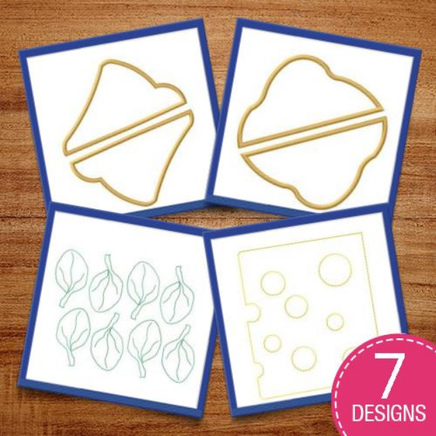 Picture of Yummy Food Outlines Embroidery Design Pack