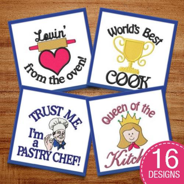 Picture of Cute Kitchen Captions Embroidery Design Pack