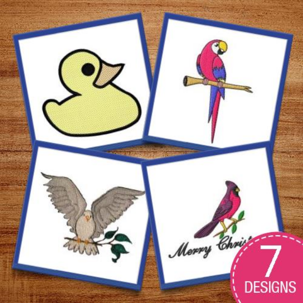 Picture of Birds With Feathers Embroidery Design Pack