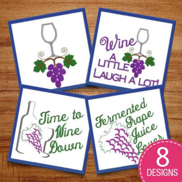 Picture of Time To Wine Down Embroidery Design Pack