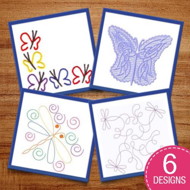 Picture of Butterfly & Dragonfly Outlines Embroidery Design Pack