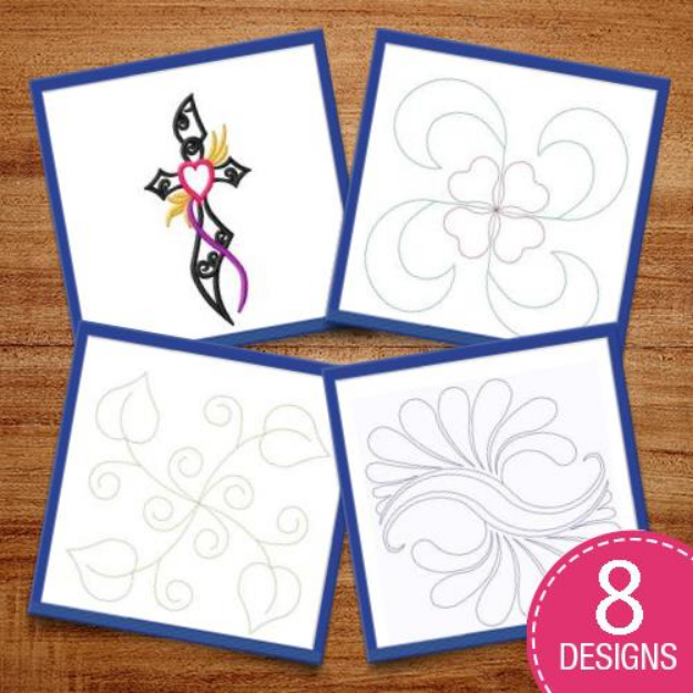 Picture of Delicate Swirls & Quilting Blocks Embroidery Design Pack