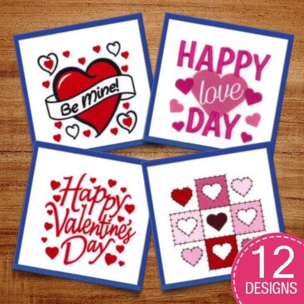 Picture of Valentine Goodie Bag Sentiments Embroidery Design Pack