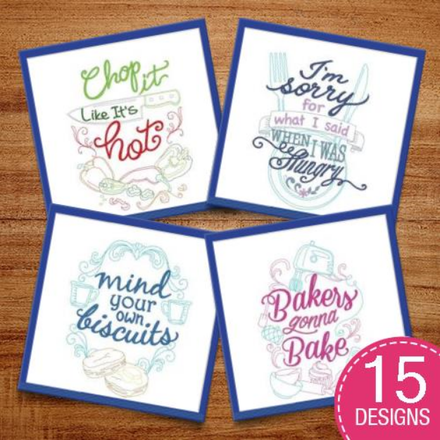 Picture of Kitchen Attitude Towels Embroidery Design Pack