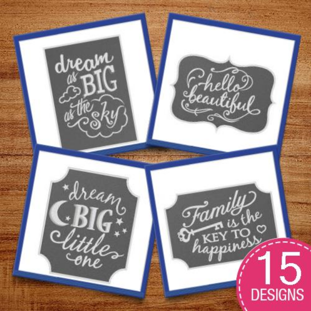 Picture of Chalkboard Sayings Embroidery Design Pack