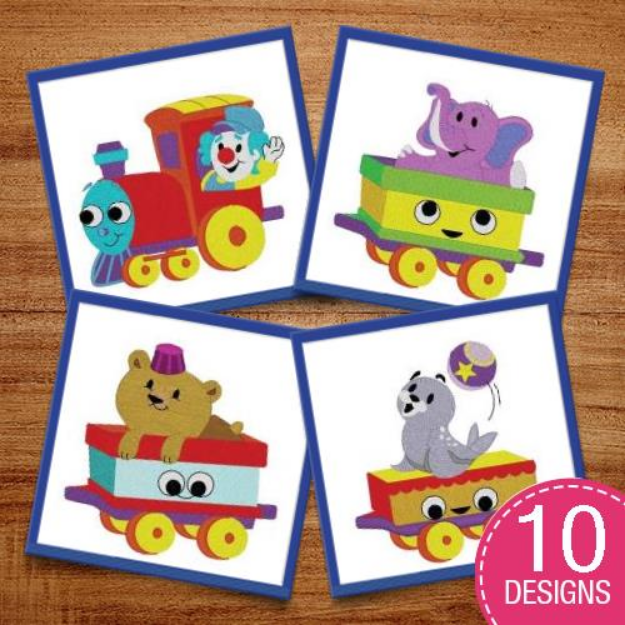 Picture of Google Eyed Train Mini Collection Embroidery Design Pack
