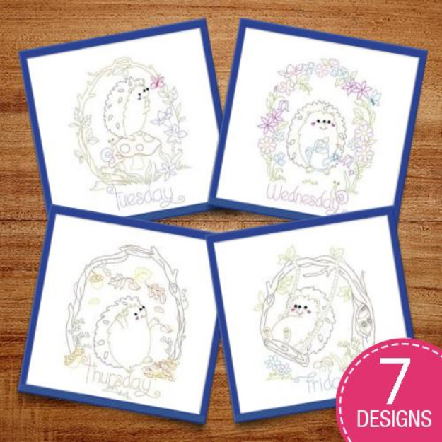 Picture of Hedgehog Days Of The Week Mini Collection Embroidery Design Pack