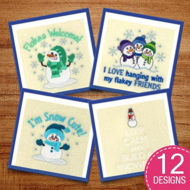 Picture of Snowman Sayings Embroidery Design Pack
