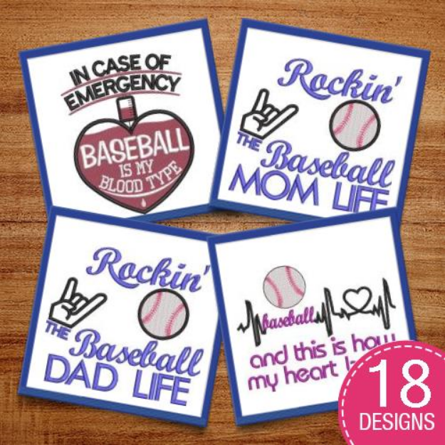 Picture of Blood Type Baseball Embroidery Design Pack