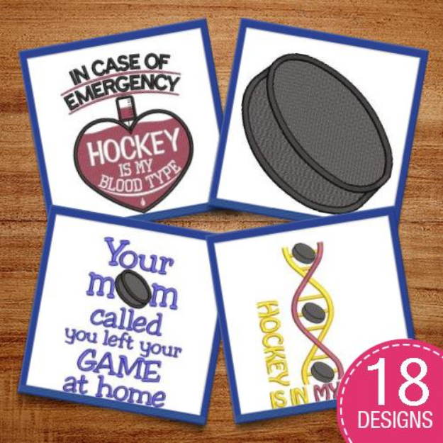 Picture of Hockey In My Blood Embroidery Design Pack