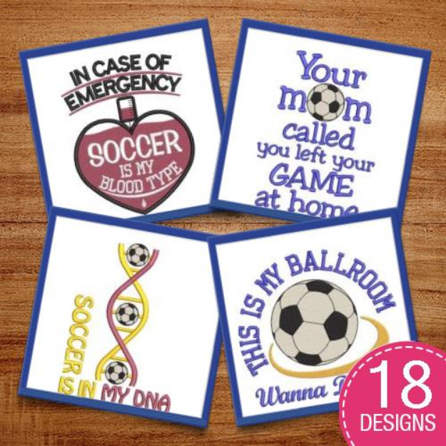 Picture of Soccer In My Blood Embroidery Design Pack