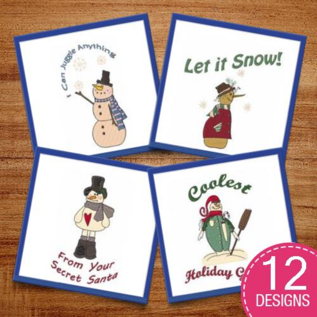Picture of Snowman Love Embroidery Design Pack