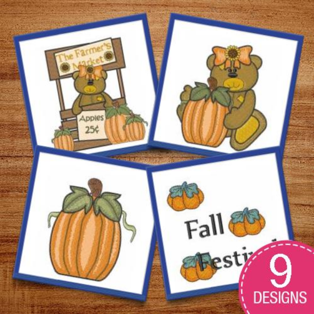 Picture of Fall Pumpkins Embroidery Design Pack