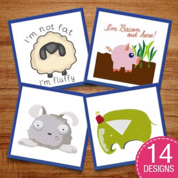 Picture of Humorous Sayings & Animals Embroidery Design Pack