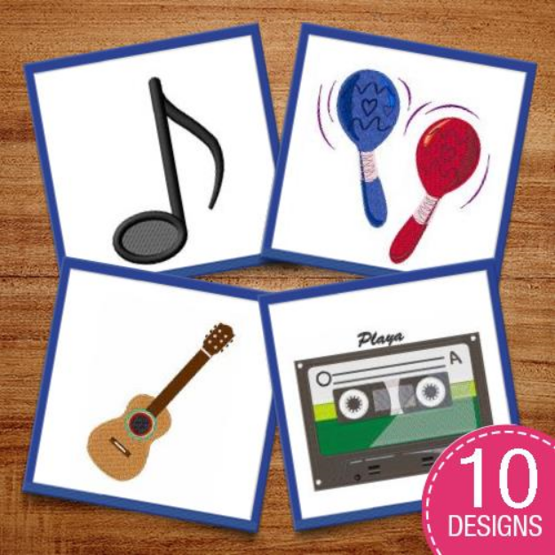 Picture of Listen To The Music Embroidery Design Pack