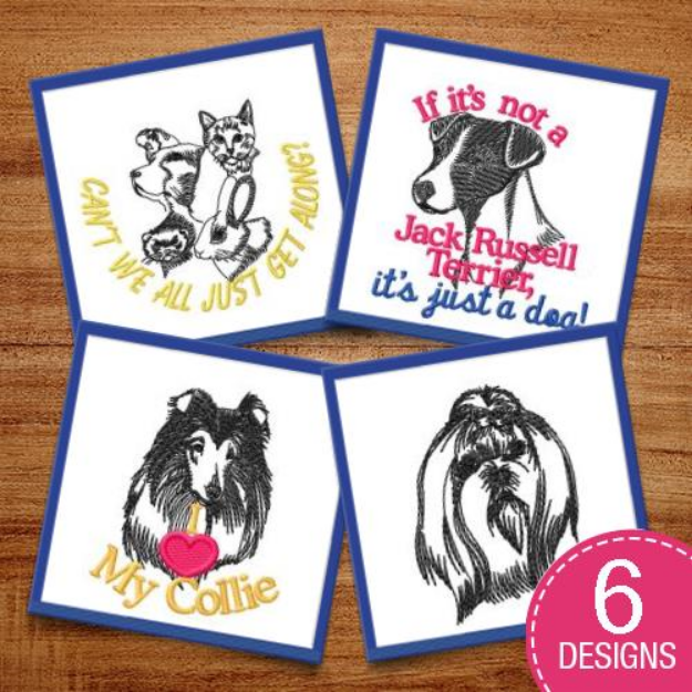Picture of Adorable Dogs Embroidery Design Pack