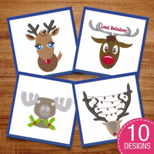 Picture of Christmas Reindeer Embroidery Design Pack