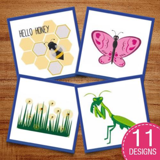 Picture of Summer Bugs Embroidery Design Pack