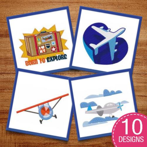 Picture of Travel The Skies Embroidery Design Pack