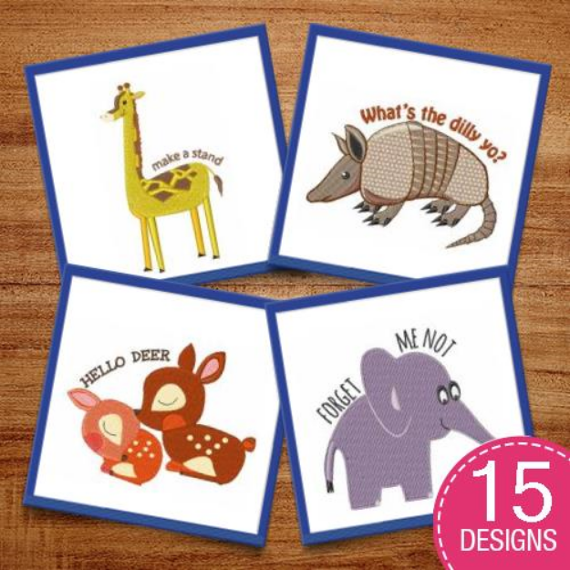 Picture of Cartoon Wildlife Embroidery Design Pack