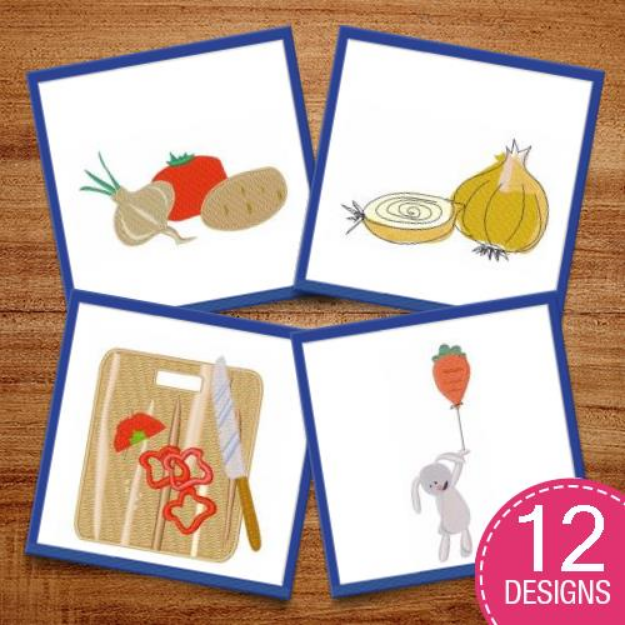 Picture of Fresh Fruits & Veggies Embroidery Design Pack
