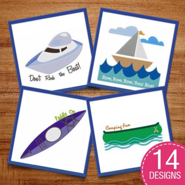 Picture of Boats On The Water Embroidery Design Pack