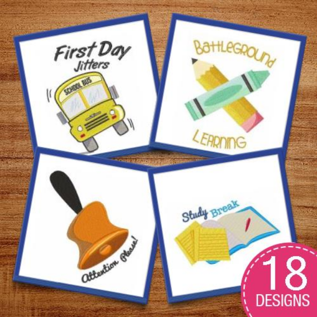Picture of School Day Dreams Embroidery Design Pack