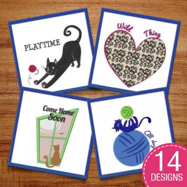Picture of Crazy Cats Embroidery Design Pack
