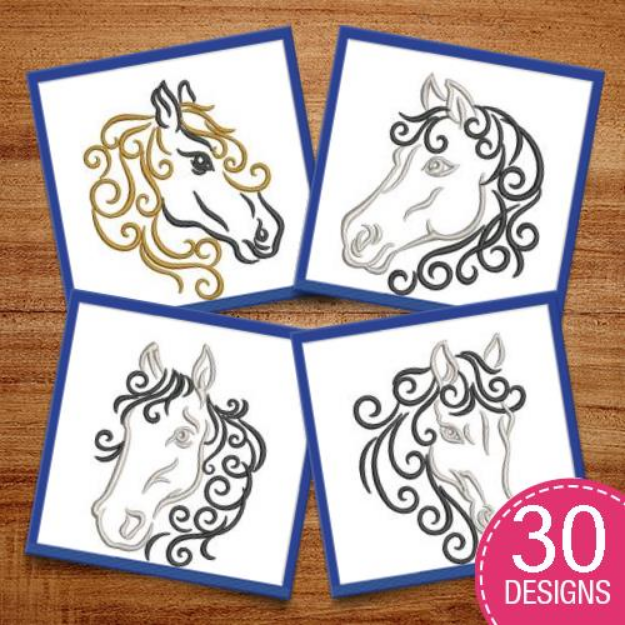 Picture of Horse Heads   Embroidery Design Pack