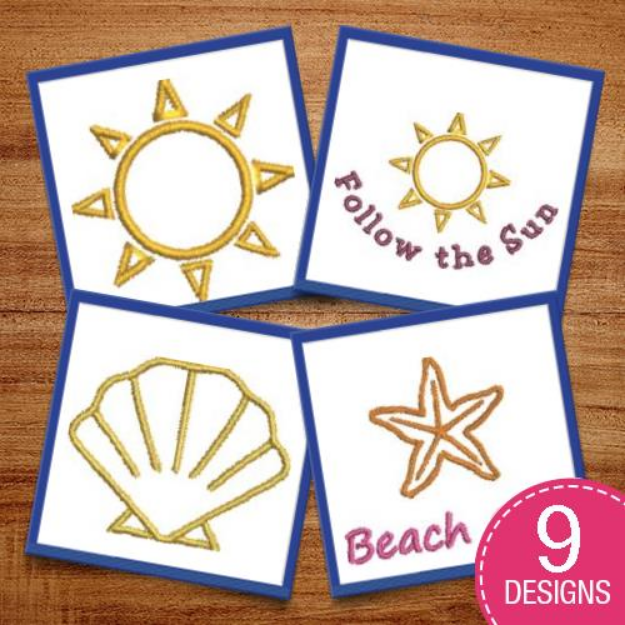 Picture of Beach Outlines Embroidery Design Pack