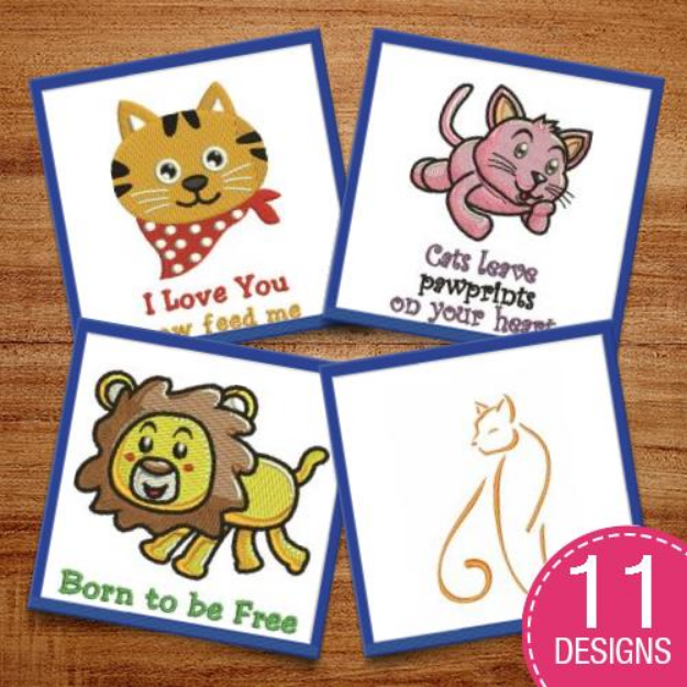 Picture of Big & Little Cats Embroidery Design Pack