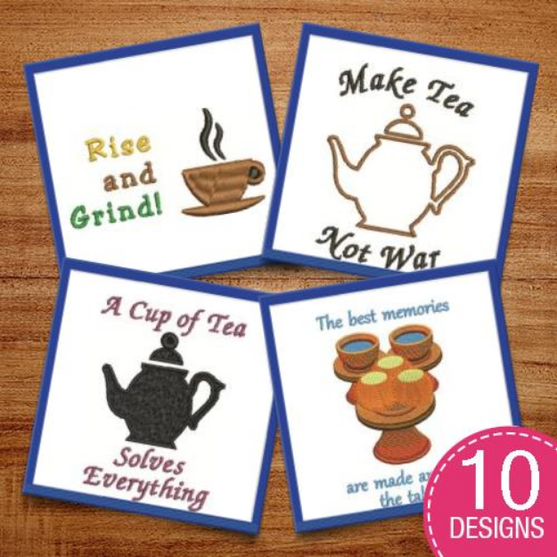 Picture of Coffee & Tea Embroidery Design Pack