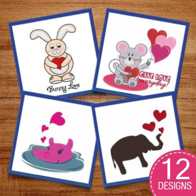 Picture of Valentines Day Wildlife Embroidery Design Pack